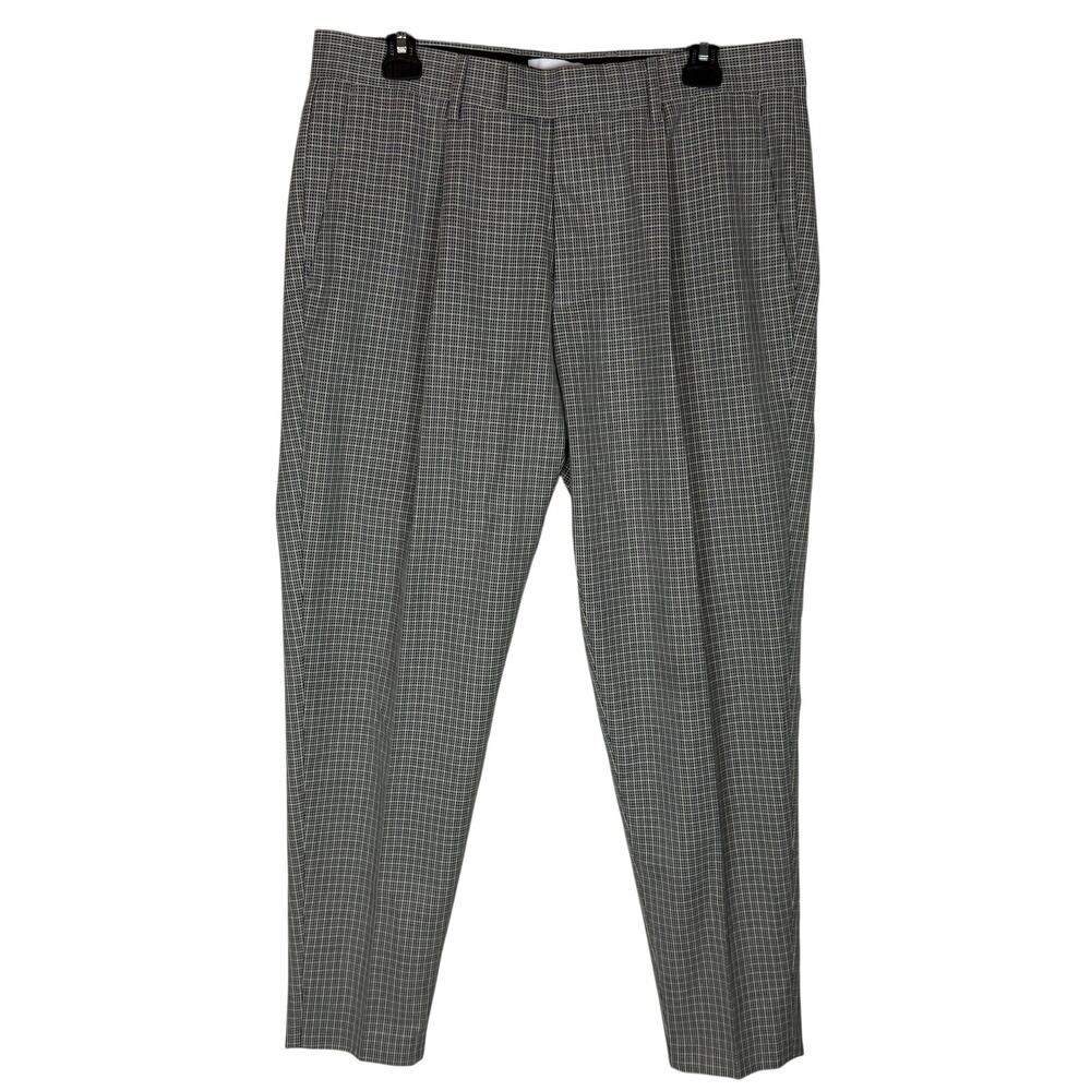 Topman Dress Pants Mens 34x32 Beige Geometric High-Rise Pleated Career Business